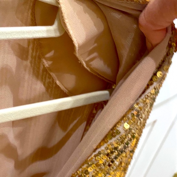 Zara Gold Sequin Mini Wrap Dress w Shoulder Pads - Picture 10 of 10